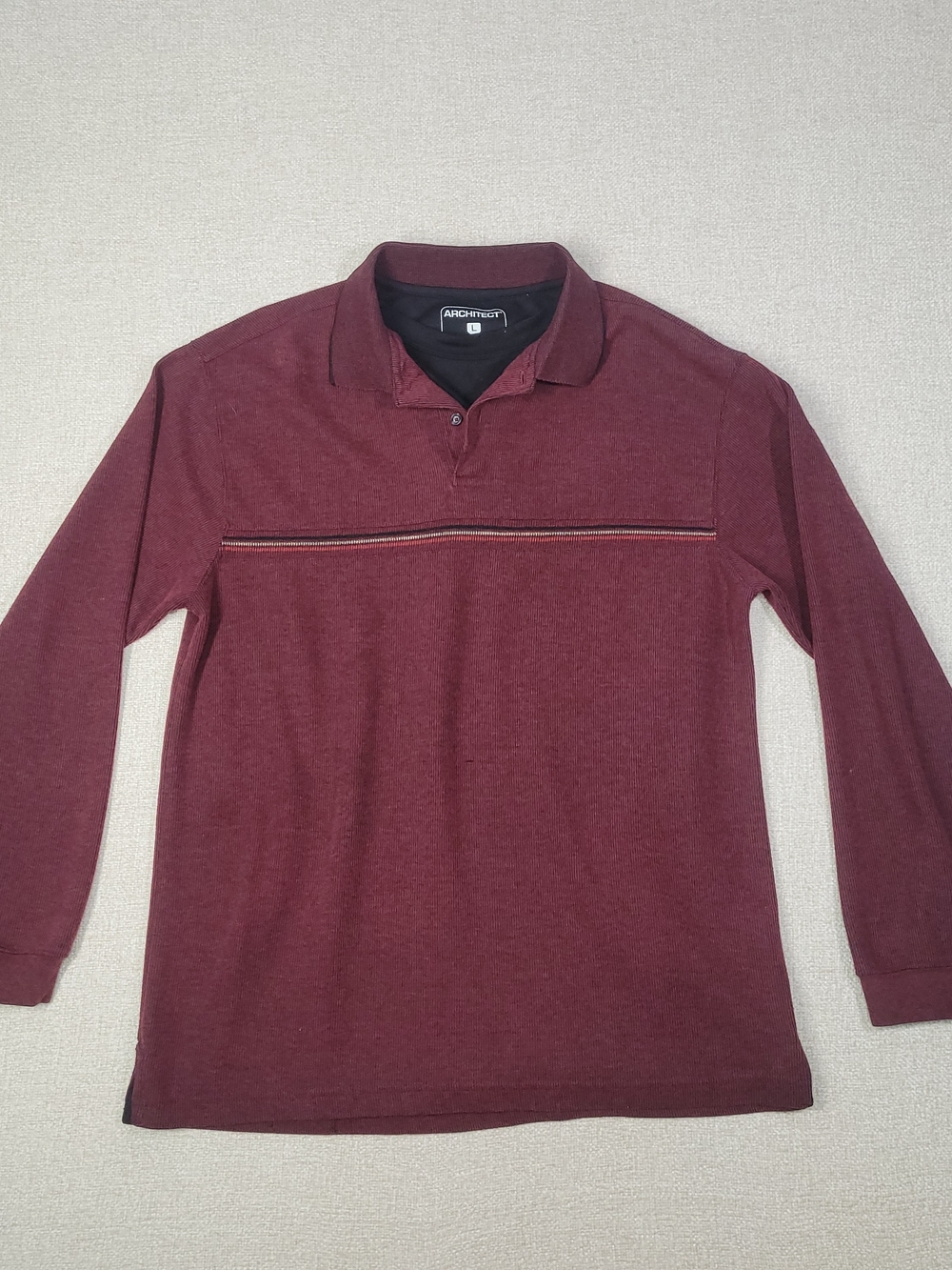 Architect Men’s Long Sleeve Polo Shirt - Burgundy